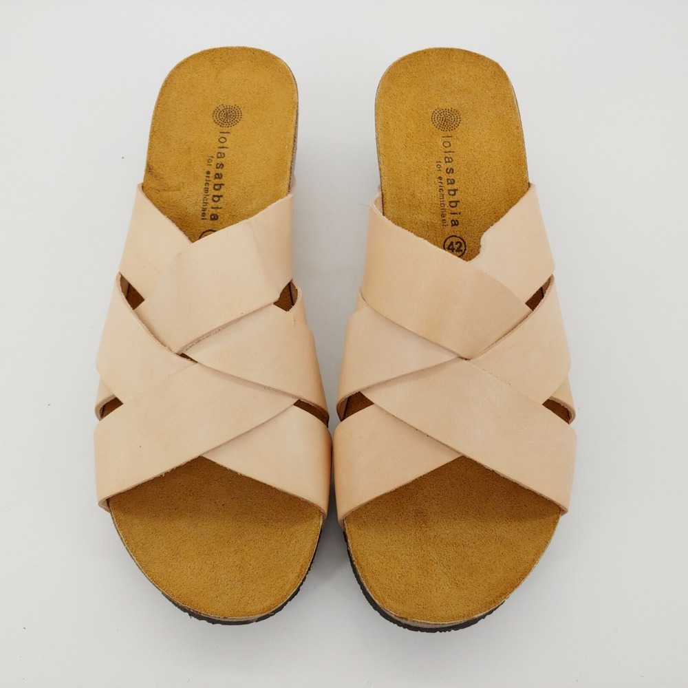 Lola Sabbia For Eric Michael Womens Megan Cork Wedge Sandals Beige EUR 42